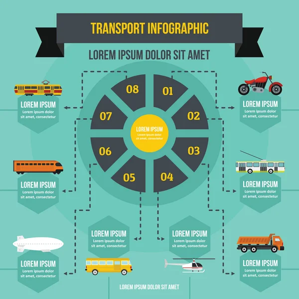 Közlekedési infographic koncepció, lapos stílusú — Stock Vector