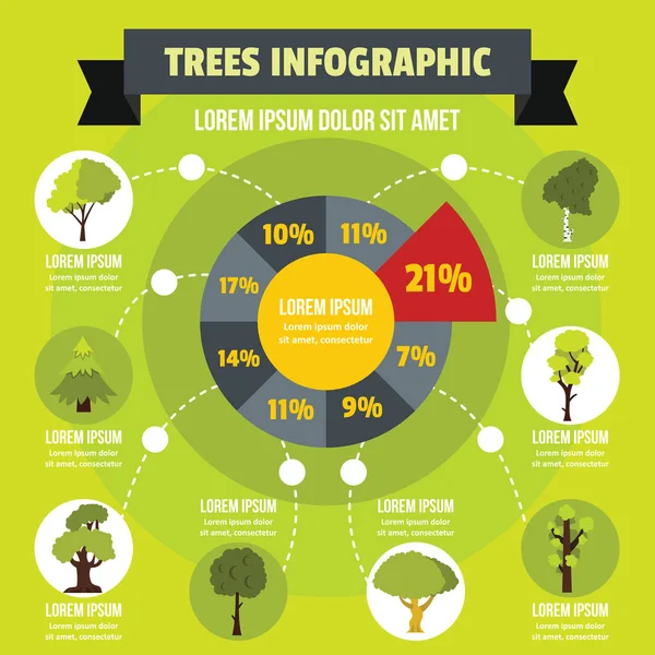 Träd infographic koncept, platt stil — Stock vektor