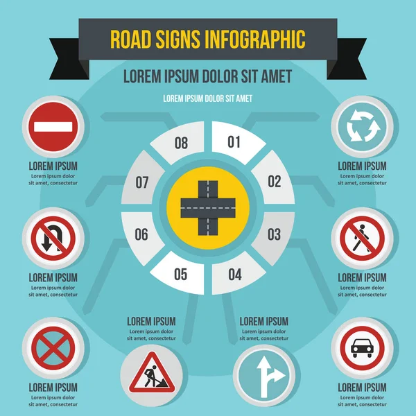 Road tecken infographic koncept, platt stil — Stock vektor