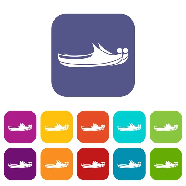 Turkish shoes icons set flat — Stock Vector