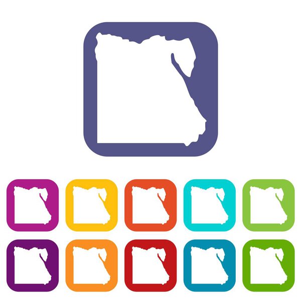 Map of Egypt icons set flat