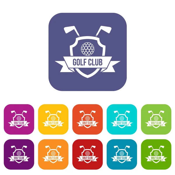 高尔夫俱乐部会徽图标设置平坦 — 图库矢量图片