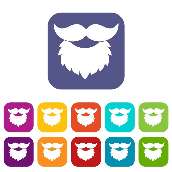 Icônes barbe et moustache mis à plat — Image vectorielle