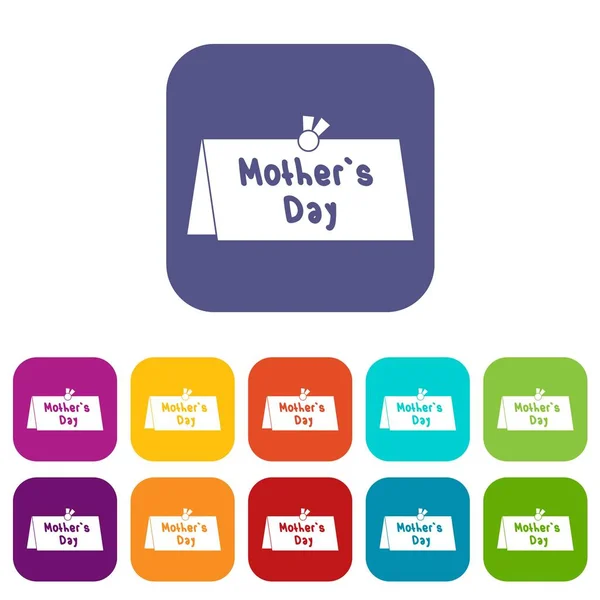 Ícones de cartão postal do Dia das Mães conjunto plano — Vetor de Stock