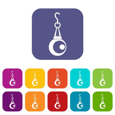 Güzellik inci kolye simgeleri düz ayarlamak