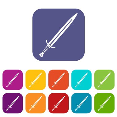 Uzun kılıç simgeleri düz ayarlamak