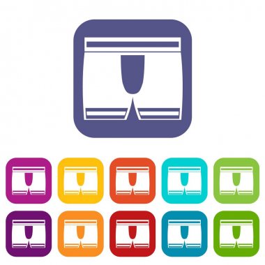 Düz erkek boxer külot Icons set