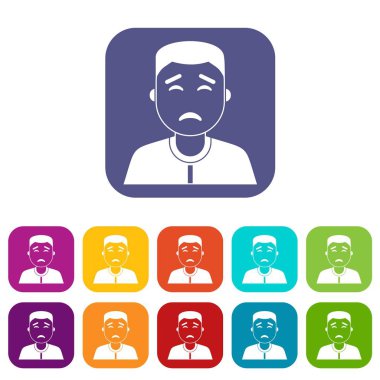 Asya adam simgeleri düz ayarlamak