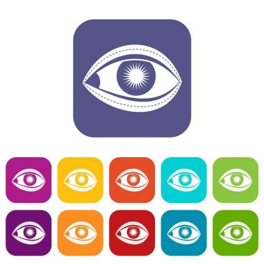 Plastik Cerrahi göz simgeleri düz ayarla