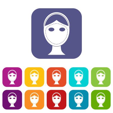 Kozmetik cerrahi Icons set için işaretlenmiş yüz