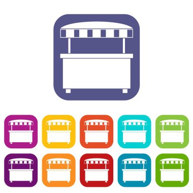 Tente simgeleri ile sokak ahır düz ayarla