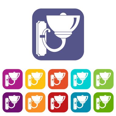 Düz duvar lamba Icons set