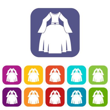 Prenses elbise simgeleri düz ayarlamak