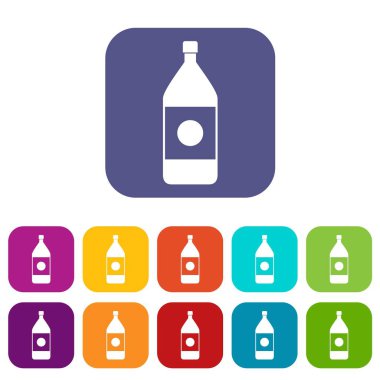 Düz su şişesi Icons set
