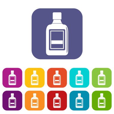 Düz plastik şişe Icons set