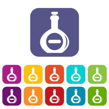 Düz karınlı şişe Icons set