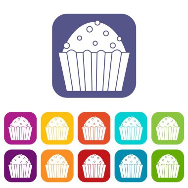 Küp kek simgeleri düz ayarlamak