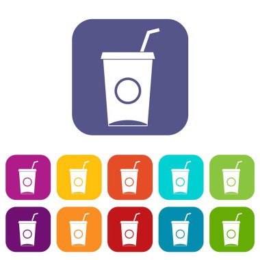 Meşrubat kağıt Kupası Icons düz ayarla