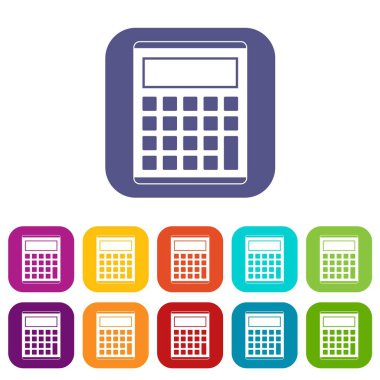 Ofis, okul elektronik hesap makinesi Icons set