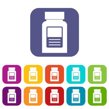 Tıp şişe simgeleri düz ayarlamak