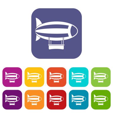 Düz çizgili zeplin Icons set