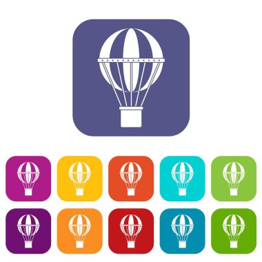 Küresel seyahat kavramı simgeleri düz ayarlamak