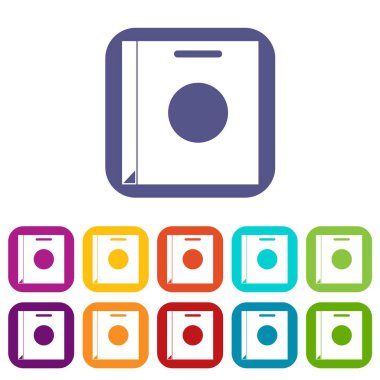 Düz kağıt çanta Icons set