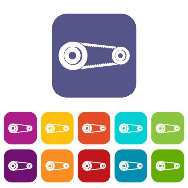 Mechanic belt icons set flat