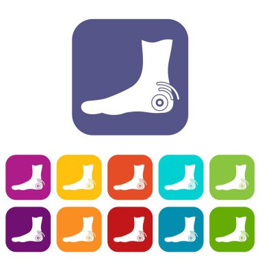 Düz ayak topuk Icons set