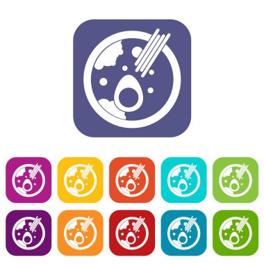 Miso çorbası simgeleri düz ayarlamak