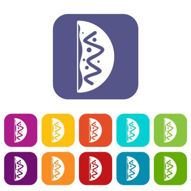 Asya yemek simgeleri düz ayarlamak