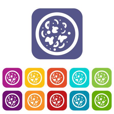 Asian hot dish icons set flat
