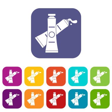 Yağlı boya simgeler düz ayarla