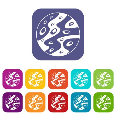 Düz ay Icons set