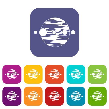 Gezegen ve uyduları simgeleri düz ayarlamak