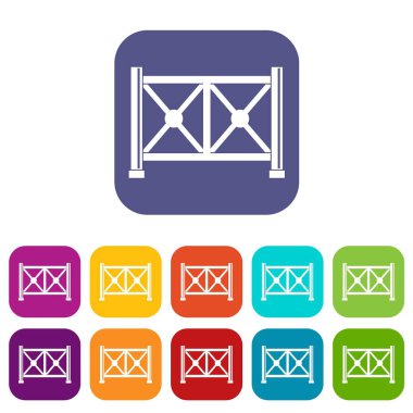 Düz metal çit Icons set