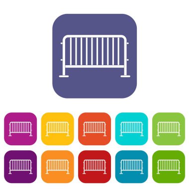 Düz çelik bariyer Icons set