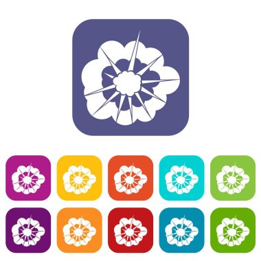 Bulutlu patlama simgeleri düz ayarlamak