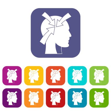 Düz set simgeleri oklarla baş