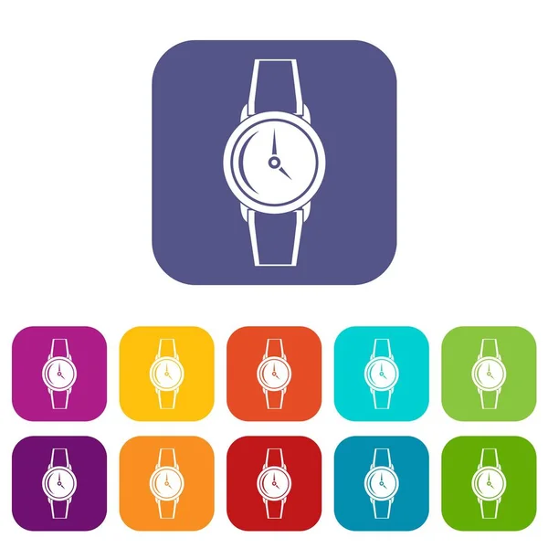 Ícones de relógio de pulso conjunto plana — Vetor de Stock