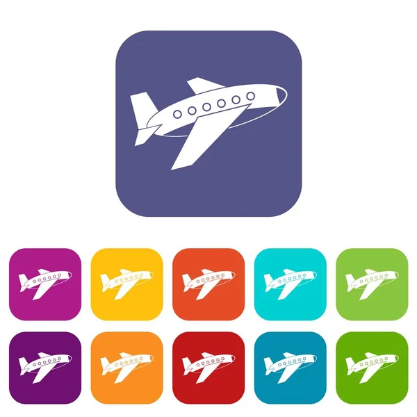 Conjunto de iconos de avión plano — Vector de stock