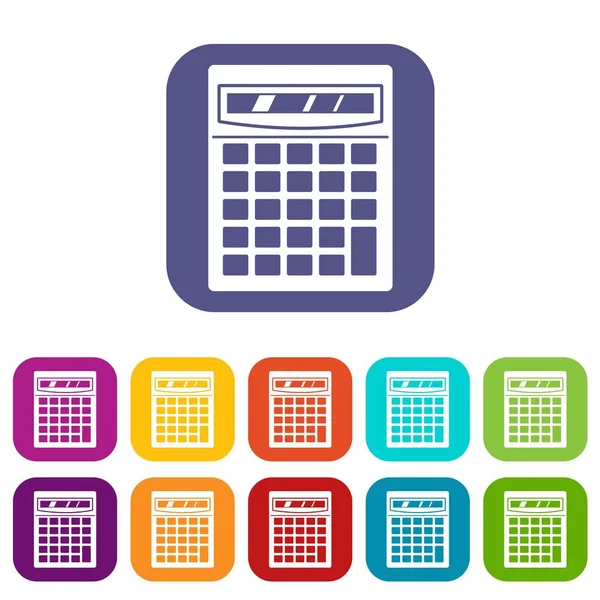 Ícones calculadora eletrônica definir plana —  Vetores de Stock