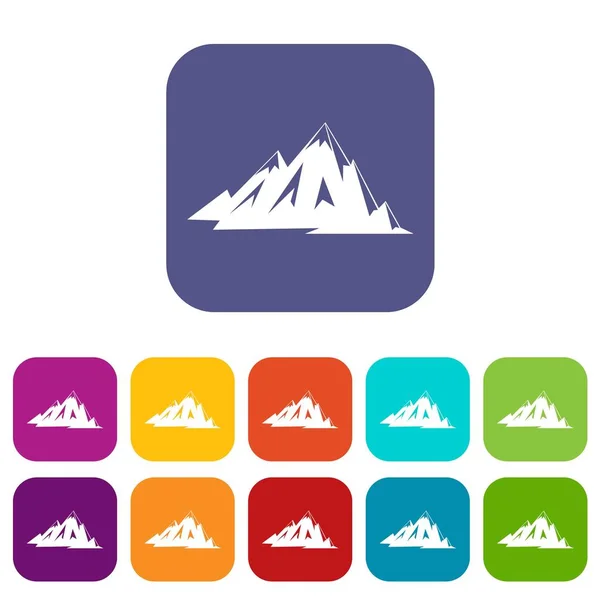 Canadese mountains pictogrammen instellen plat — Stockvector