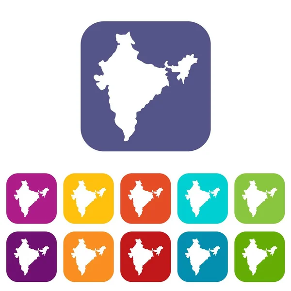 Indiai megjelenítése ikon készlet, lapos — Stock Vector