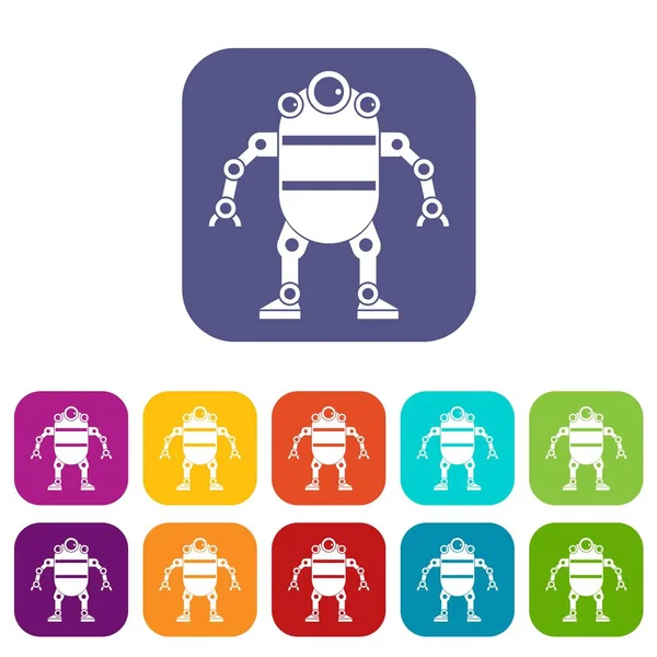 Robot iconos conjunto plano — Vector de stock