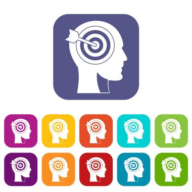 İnsan kafa simgeleri düz ayarla hedef