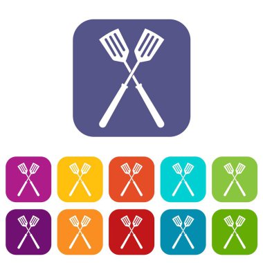 İki metal spatula simgeleri düz ayarlamak