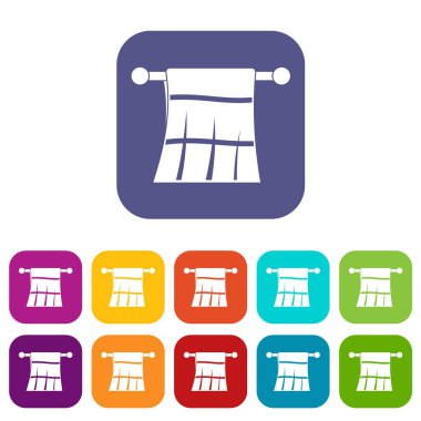 Havlu düz ayarlamak bir askı simgeleri