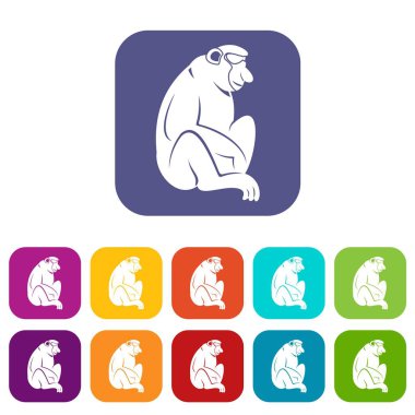 Orangutan simgeleri düz ayarlamak