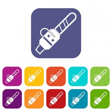 Benzinli testere simgeler düz ayarlamak güç